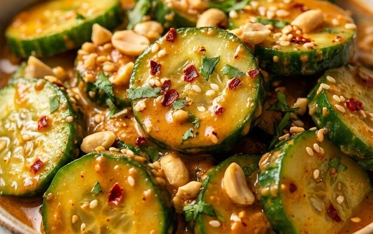 Cucumbers in Spicy Peanut Sauce