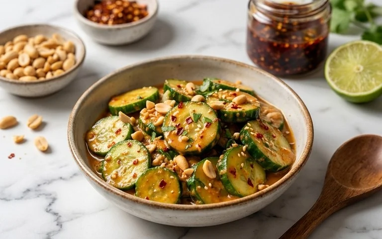 Cucumbers in Spicy Peanut Sauce