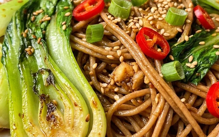 Spicy Garlic Soba Noodles with Bok Choy