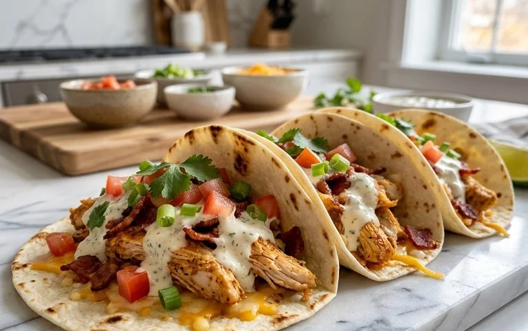Baked Chicken Beef Bacon Ranch Tacos