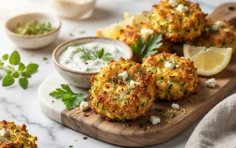 Knusprige Zucchini-Feta-Bällchen aus dem Ofen genießen!