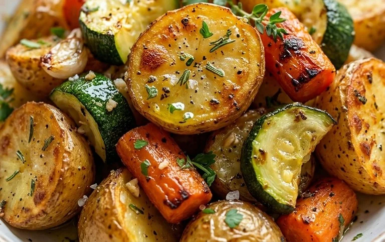 Garlic Herb Roasted Potatoes Carrots and Zucchini