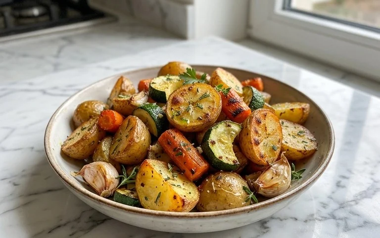Garlic Herb Roasted Potatoes Carrots and Zucchini
