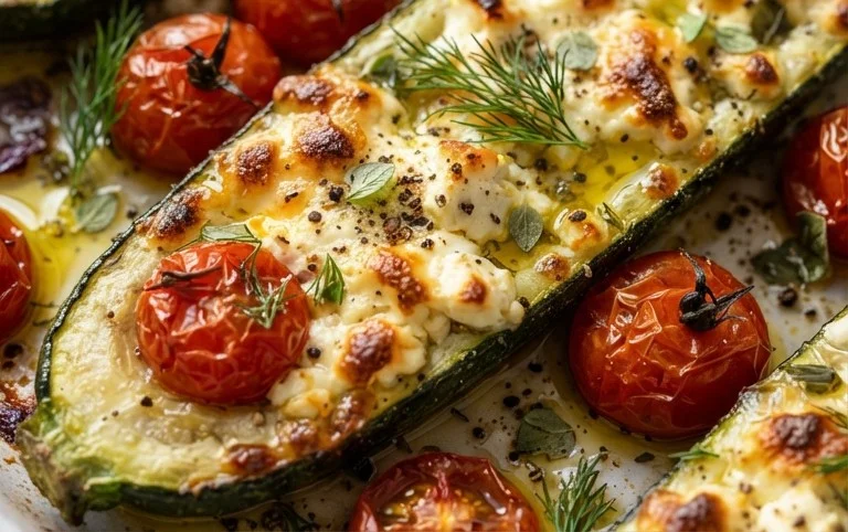 Courgettes feta au four