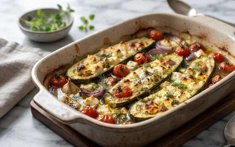 Courgettes feta au four