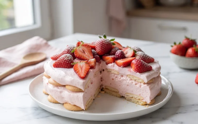 3 Ingredient No Bake Strawberry Cloud Cake