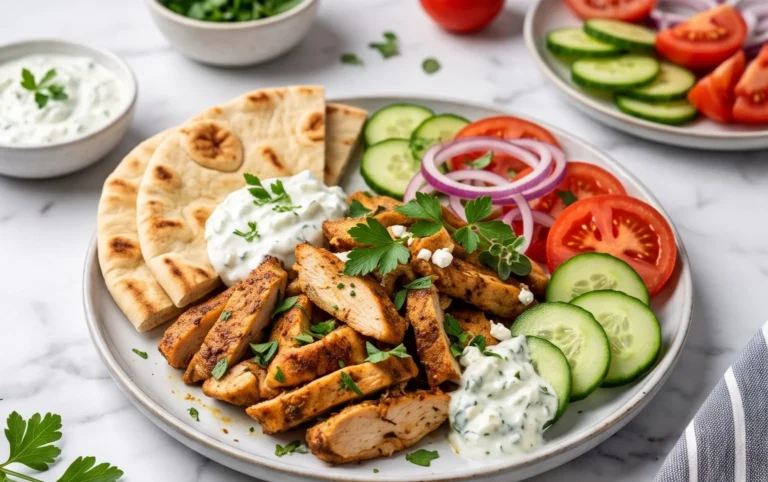 Mediterranes Hähnchen-Gyros mit Feta-Tzatziki genießen!