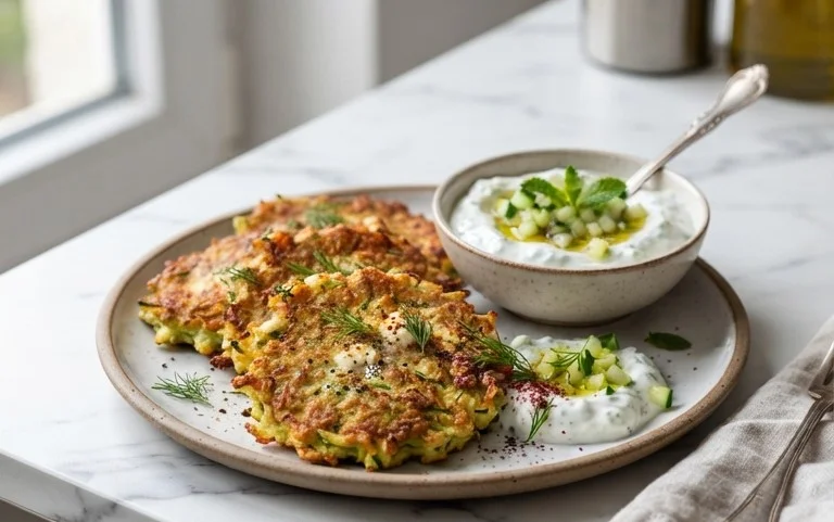 Zucchinipuffer mit Feta und Tzatziki: Das Unglaubliche Ultimative Rezept für 4 Portionen