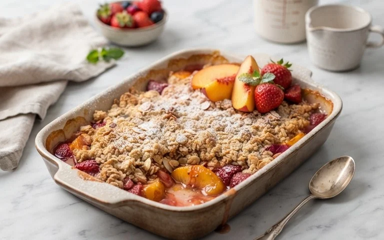 Peach & Strawberry Crisp