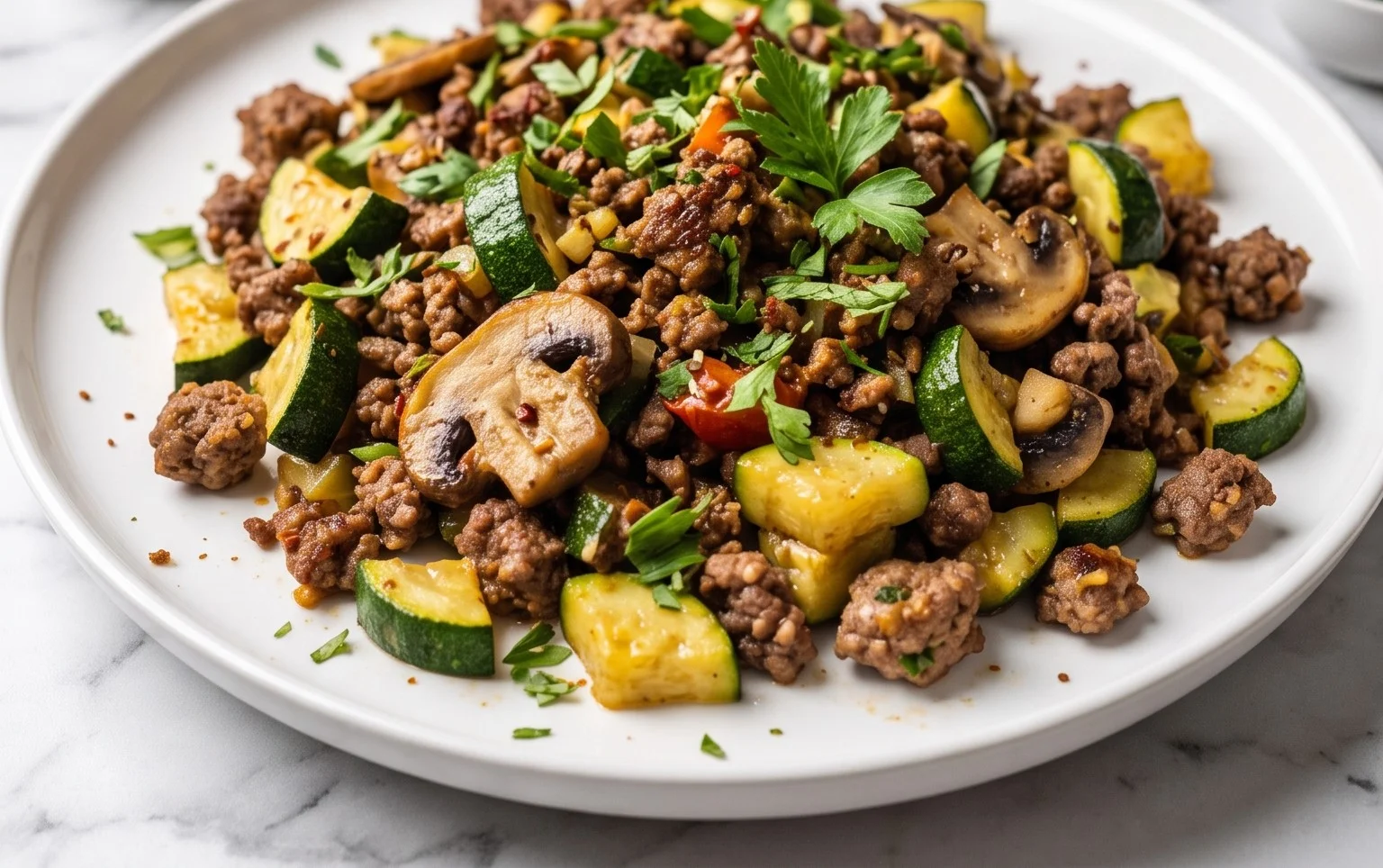 Zucchini-Cbeef hampignonpfanne